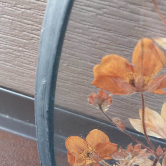 Vintage Dried Pressed Flowers Wall Art Oval Glass Framed - Picture 6 of 13